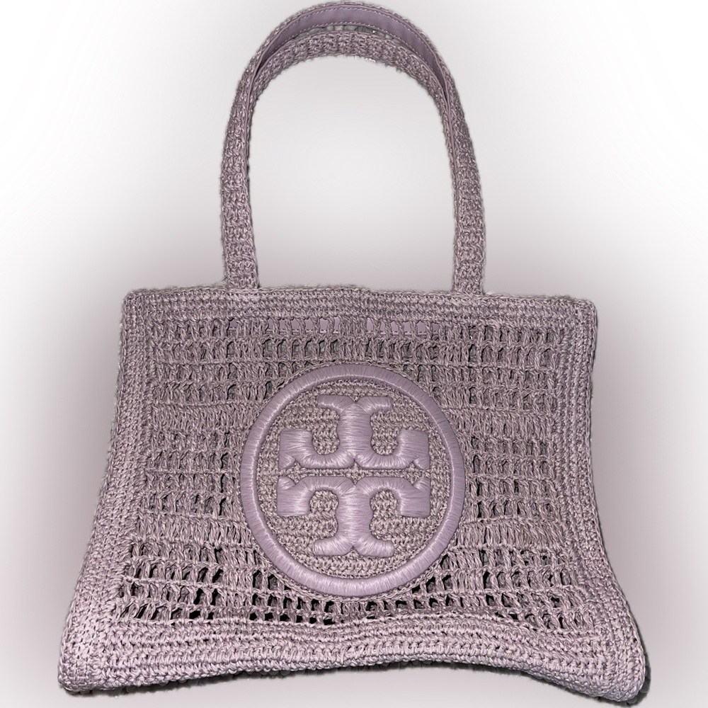 NWT Tory Burch Pale Purple Small Ella Hand-Crocheted Tote - Picture 6 of 8